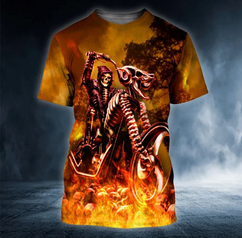 Bikergod Motorcycle Skull Biker  T-shirt Design 3D Full Printed Sizes S - 5XL - NAOA387A