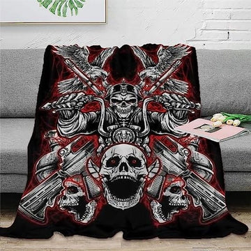 Bikergod Motorcycle Skull Rider Skull Biker Blanket NAMA557