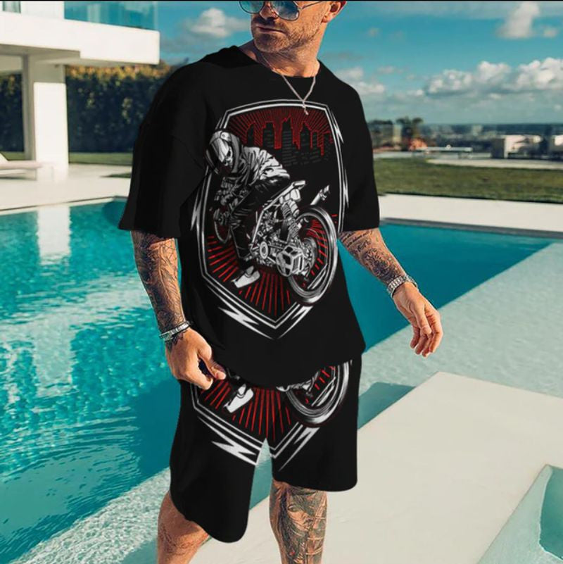 Bikergod Motorcycle Biker T-shirt And Short Set Design 3D Full Printed NALA344