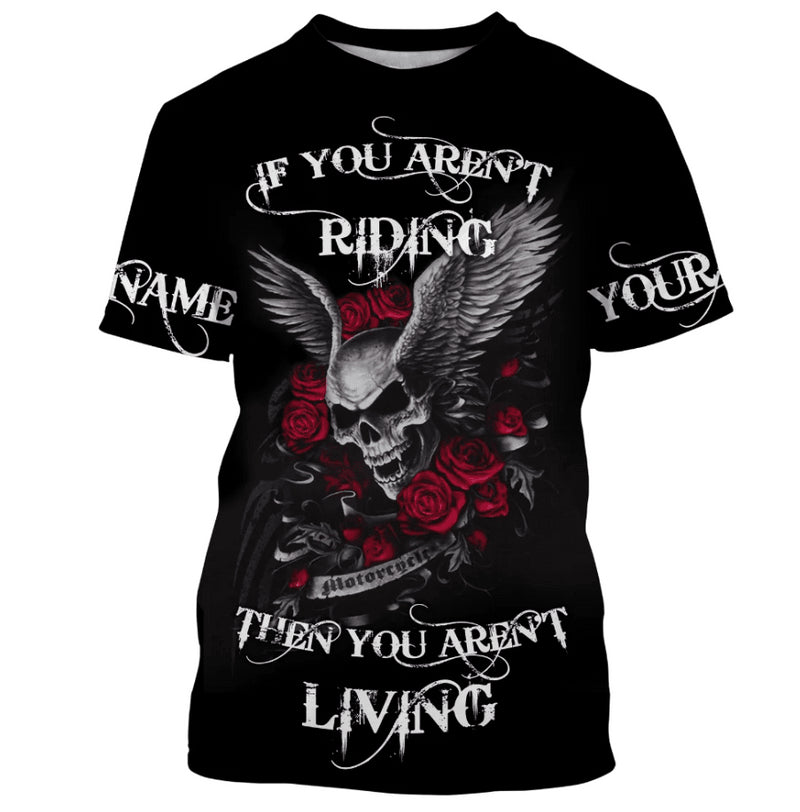 Bikergod Motorcycle If You Aren't Riding Then You Aren't Living Custom Name  T-shirt Design 3D Full Printed Sizes S - 5XL - NMK16