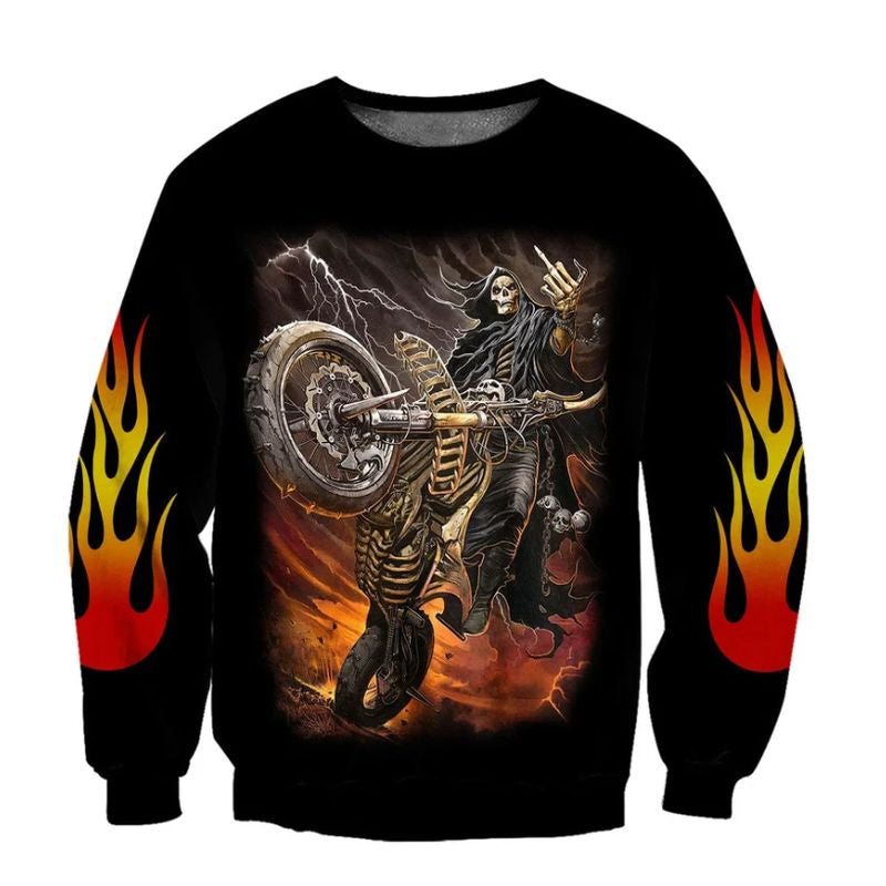 Bikergod Motorcycle Skull Biker COTTON Sweatshirt Design 3D Full Printed Sizes S - 5XL - NALA368F