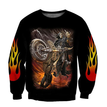 Bikergod Motorcycle Skull Biker COTTON Sweatshirt Design 3D Full Printed Sizes S - 5XL - NALA368F