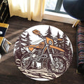 Bikergod Motorcycle Motorbike Biker Vintage Retro Round Rug NALA181