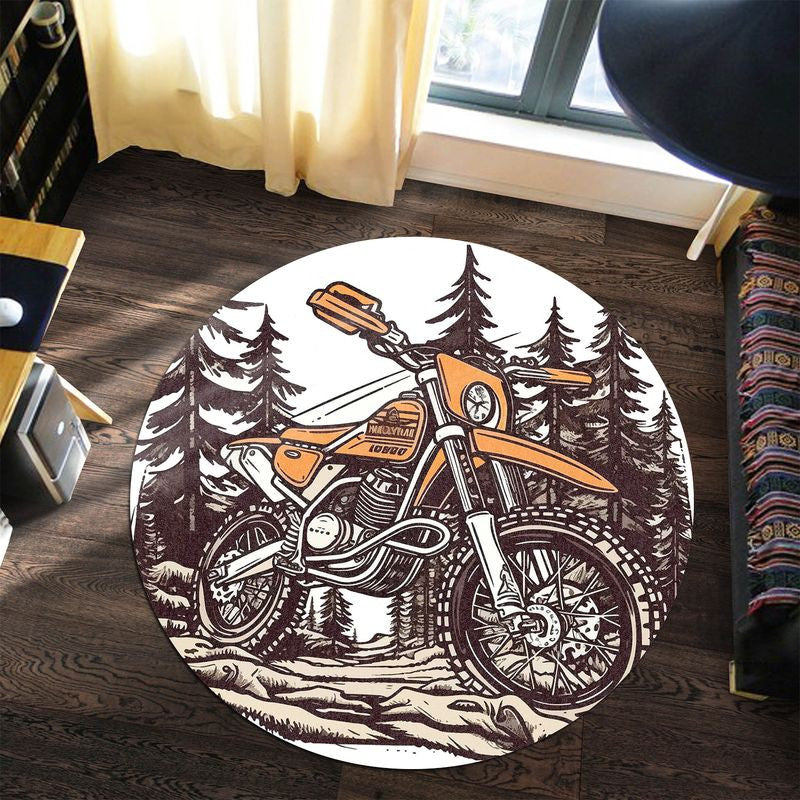 Bikergod Motorcycle Motorbike Biker Vintage Retro Round Rug NALA181