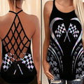 Bikergod Motorcycle Racing CRISS CROSS OPEN BACK CAMISOLE TANK TOP DESIGN 3D SIZE S - 5XL -NALA357