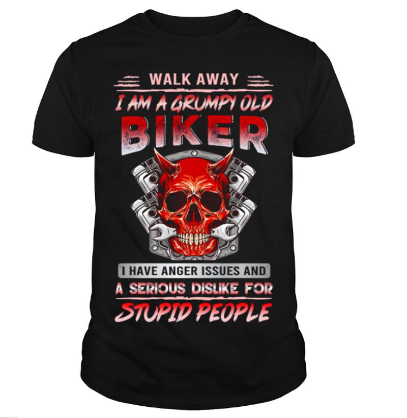 Bikergod Motorcycle I Am A Grumpy Old Biker T-shirt, Crew-neck Sweatshirt, Hoodie, Tank Top, V-neck T-shirt Design 2D Full Printed Sizes S - 5XL - NALA340