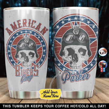 Bikergod Motorcycle American Bikers Gang Custom Name Steelers Stainless Steel 20 Oz Tumbler- NALA315
