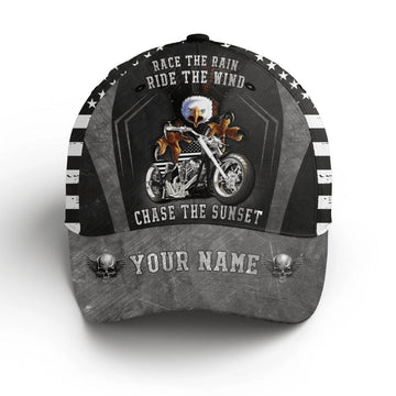 Bikergod Motorcycle Race The Rain Ride The Wind Chase The Sunset Custom Name Classic Cap NMI241