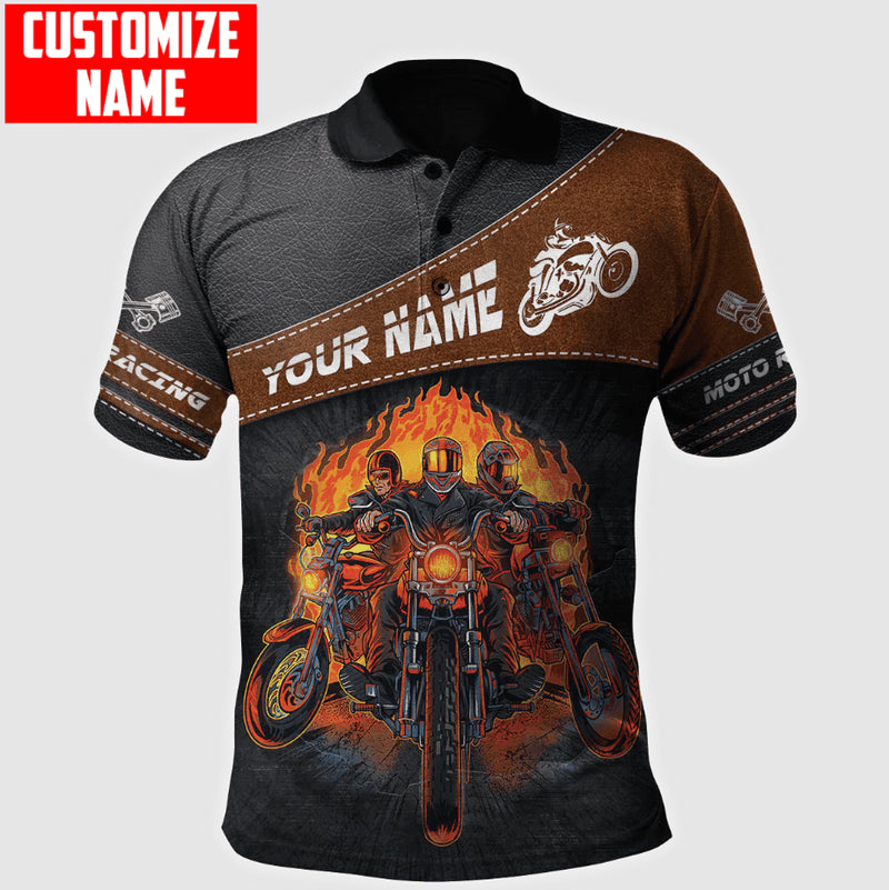 Bikergod Motorcycle Motor Racing Custom Name Polo Design 3D Full Printed Sizes S - 5XL NMI234B