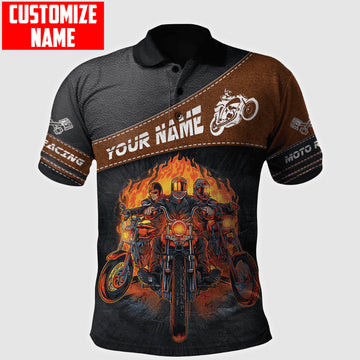 Bikergod Motorcycle Motor Racing Custom Name Polo Design 3D Full Printed Sizes S - 5XL NMI234B