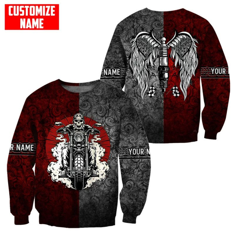 Bikergod Motorcycle Custom Name COTTON Sweatshirt Design 3D Full Printed Sizes S - 5XL - NMI235E
