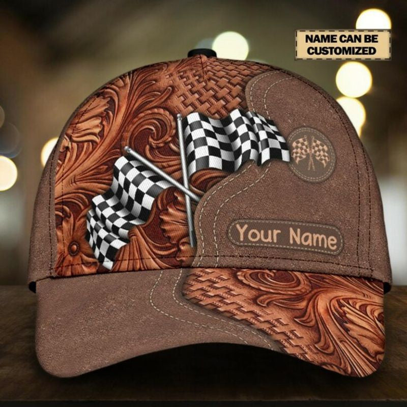 Bikergod Motorcycle Racing Flag Custom Name Classic Cap NALA364
