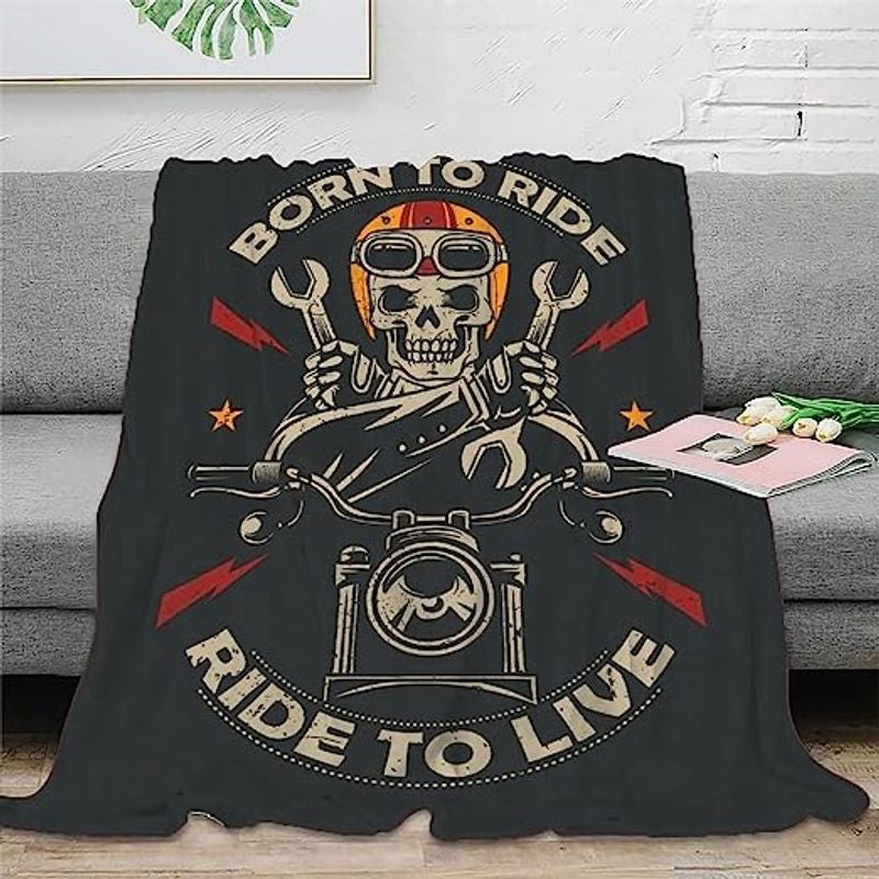 Bikergod Motorcycle Born To Ride, Ride To Live Blanket NAMA527