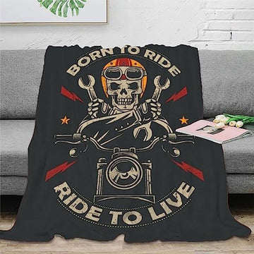 Bikergod Motorcycle Born To Ride, Ride To Live Blanket NAMA527