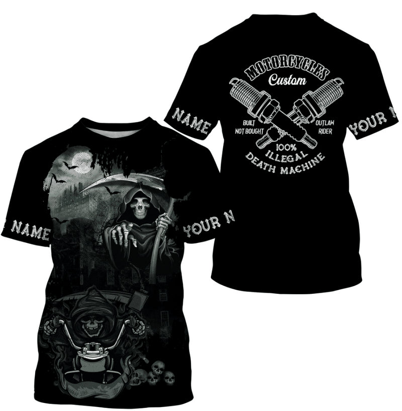 Bikergod Motorcycle 100% Illegal Death Machine Custom Name  T-shirt Design 3D Full Printed Sizes S - 5XL - NMK11A