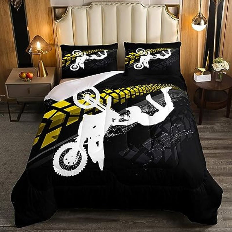 Bikergod Motorcycle Motocross Rider Bedding Set Cover Design 3D - NABB254