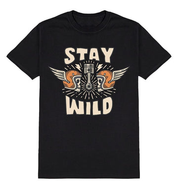 Bikergod Motorcycle Stay Wild Skeleton Biker T-shirt, Crew-neck Sweatshirt, Hoodie, Tank Top, V-neck T-shirt Design 2D Full Printed Sizes S - 5XL - NABB195