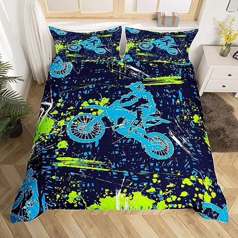 Bikergod Motorcycle Motocross Rider Dirt Bike Bedding Set Cover Design 3D - NABB280