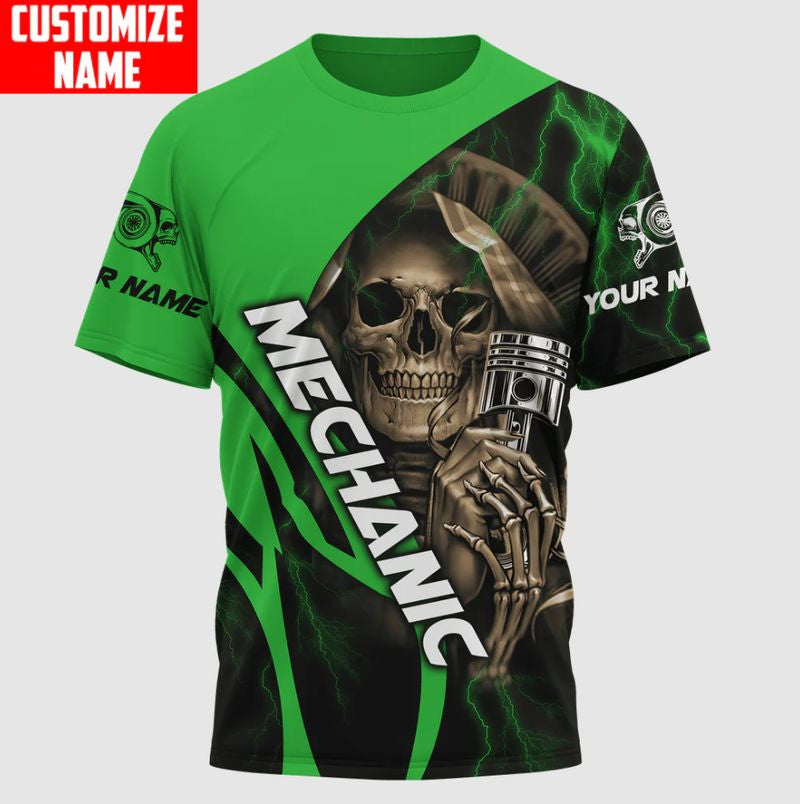 Bikergod Motorcycle Mechanic Custom Name  T-shirt Design 3D Full Printed Sizes S - 5XL - NMK300
