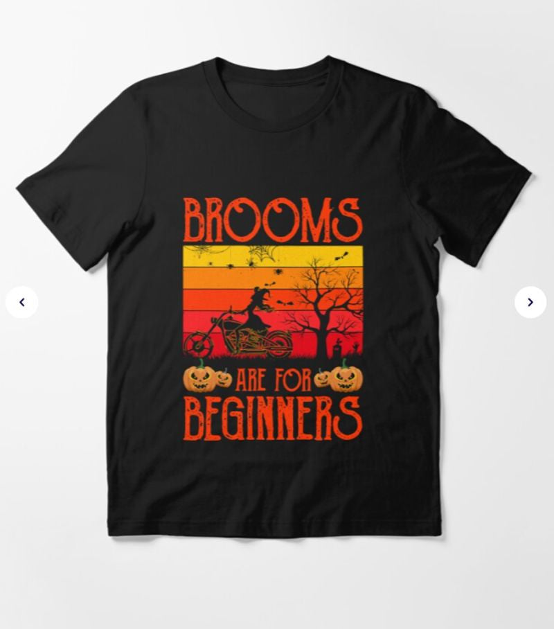 Bikergod Motorcycle Brooms Are For Beginners Motorcycle Witch Halloween T-shirt, Crew-neck Sweatshirt, Hoodie, Tank Top, V-neck T-shirt Design 2D Full Printed Sizes S - 5XL - NABC324