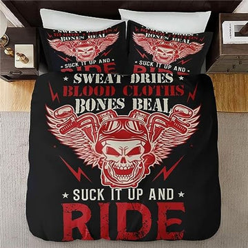 Bikergod Motorcycle Suck It Up And Ride Vintage Bedding Set Cover Design 3D - NABB265