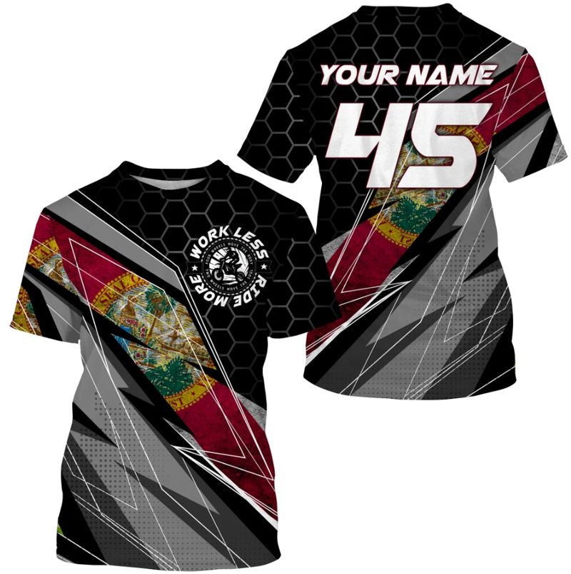 Bikergod Motorcycle Work Less Ride More Custom Name And Number  T-shirt Design 3D Full Printed Sizes S - 5XL - NMK23A