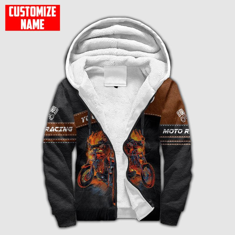 Bikergod Motorcycle Motor Racing Custom Name Fleece Hoodie Design 3D Full Printed Sizes S - 5XL NMI234G