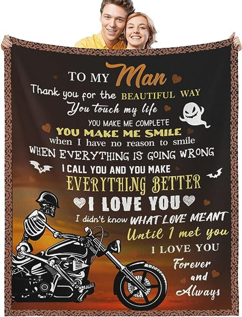 Bikergod Motorcycle to My Husband I Love You Forever And Always Blanket NABC357