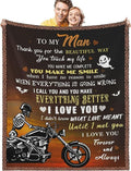 Bikergod Motorcycle to My Husband I Love You Forever And Always Blanket NABC357