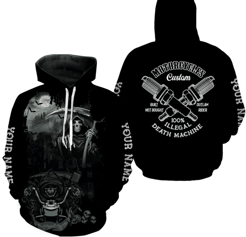 Bikergod Motorcycle 100% Illegal Death Machine Custom Name  Hoodie Design 3D Full Printed Sizes S - 5XL - NMK11B