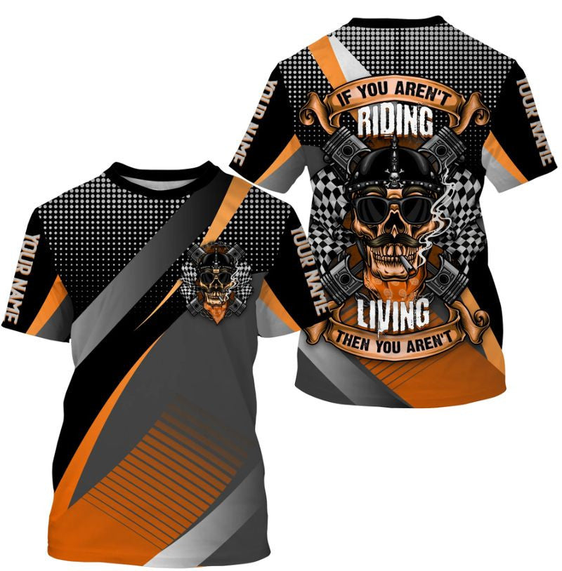 Bikergod Motorcycle If You Aren't Riding You Aren't Living Custom Name  T-shirt Design 3D Full Printed Sizes S - 5XL - NMK21A