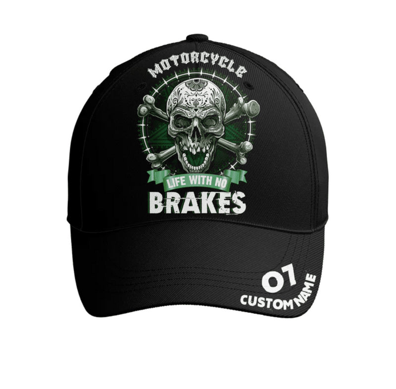 Bikergod Motorcycle Life With No Breakes Custom Name And Number Classic Cap NMI238