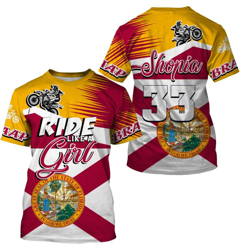 Bikergod Motorcycle Ride Like A Girl Custom Name And Number  T-shirt Design 3D Full Printed Sizes S - 5XL - NMK22A